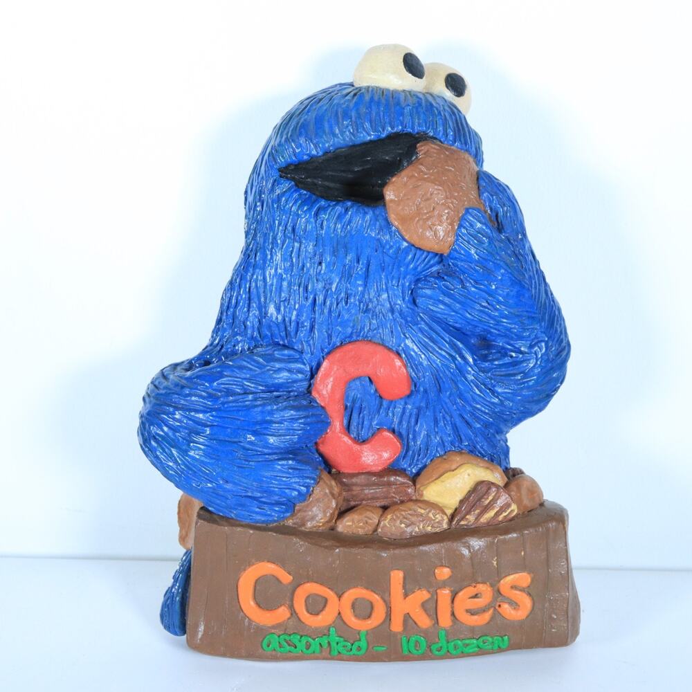 Vintage 1970's Sesame Street Cookie Monster Cookies Hand Painted Ceramic Sign